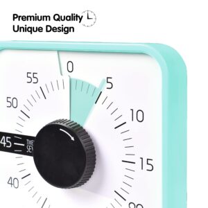 TWENTY5 SEVEN Countdown Timer 7.5 inch; 60 Minute 1 Hour Visual Timer – Classroom Teaching Tool Office Meeting, Mechanical Countdown Clock for Kids Exam Time Management Magnetic, Mint Green