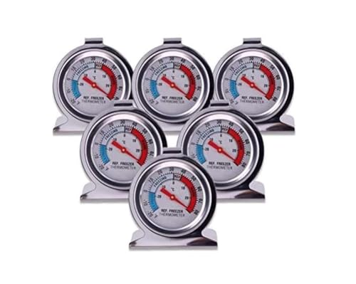 Refrigerator Freezer Large Dial Thermometer Aulufft 6 Pack Classic Series Fridge Freezer Alarm Thermometer Internal Temperature Gauge for Kitchen Refrigerator