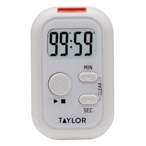 taylor multi-alert (sound, light, vibration) digital timer, standard, white