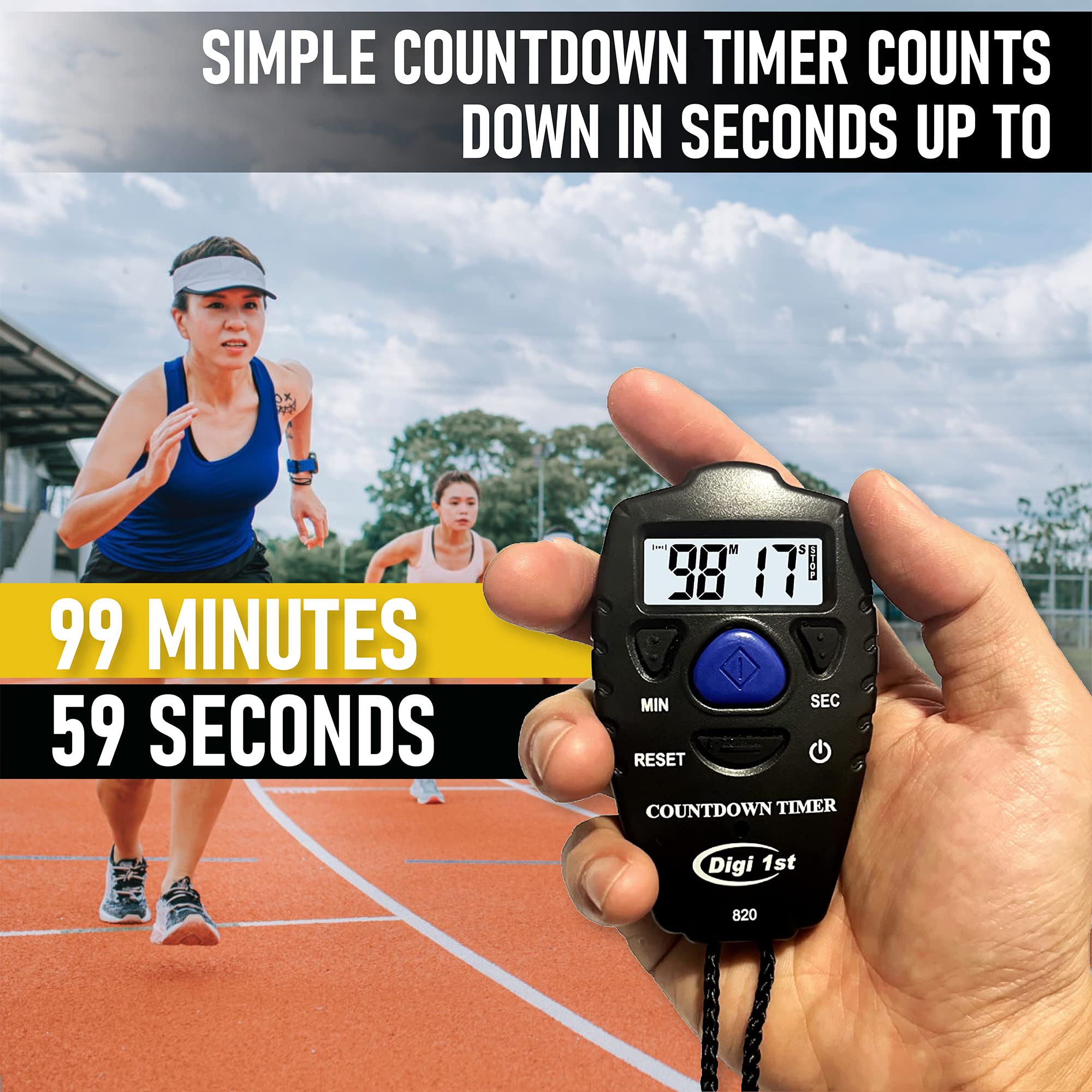 Digi 1st T-820 99 Minute Handheld Countdown Timer Black