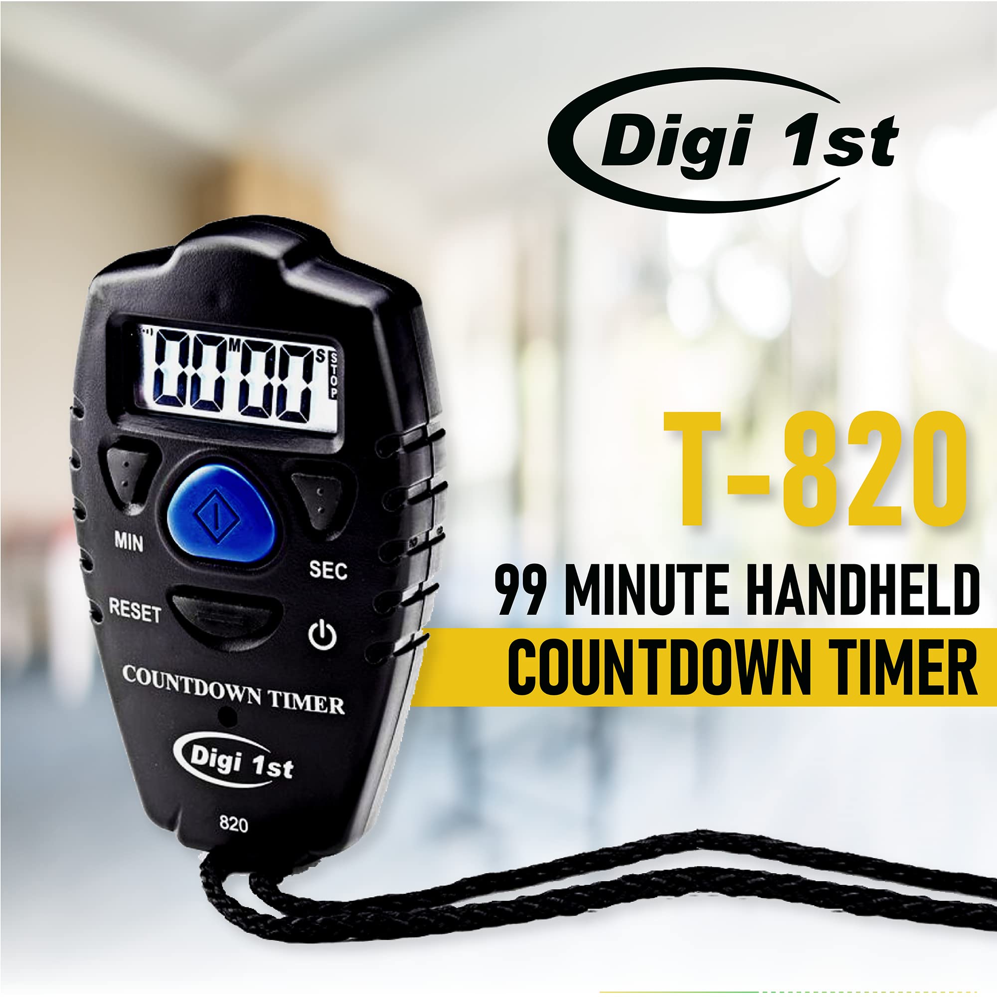 Digi 1st T-820 99 Minute Handheld Countdown Timer Black