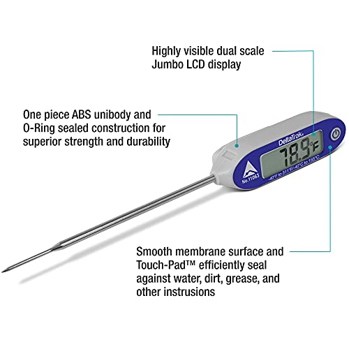 DeltaTrakessentials 11063 FlashCheck Jumbo Display Auto-Cal Needle Probe Thermometer