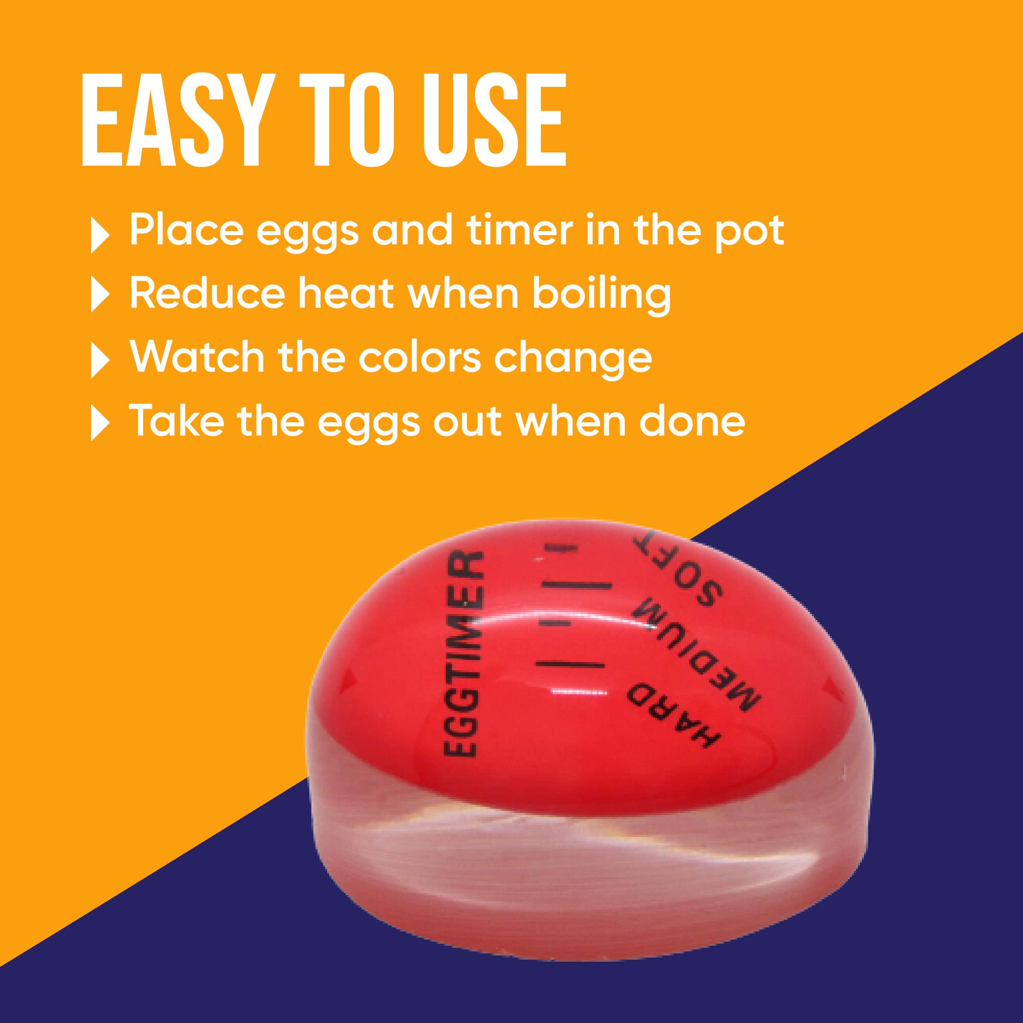 Egg Timer for Boiling Eggs (Pack of 2) - Color Changing Indicator for Medium, Soft & Hard Eggs - Perfect Egg Timer That Changes Colors When Done - Egg Thermometer - Kitchen Gadget