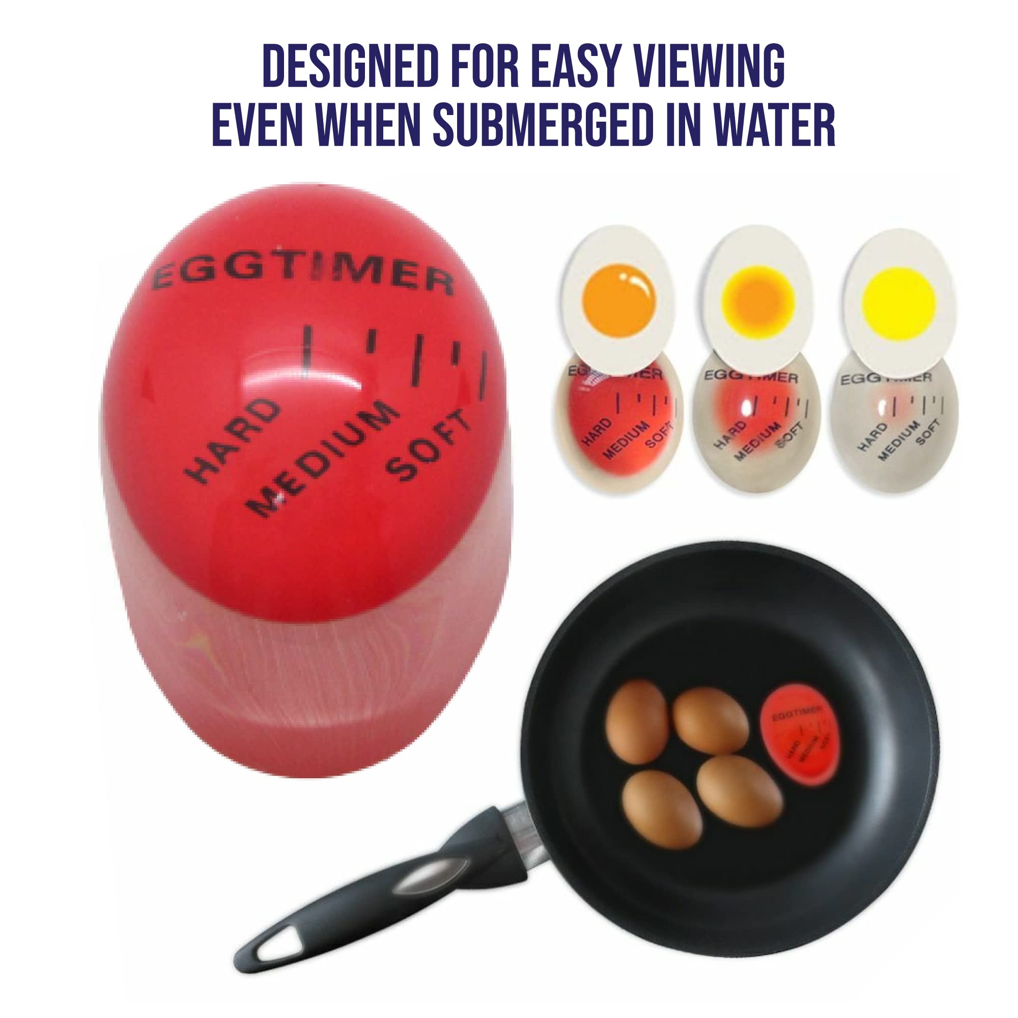 Egg Timer for Boiling Eggs (Pack of 2) - Color Changing Indicator for Medium, Soft & Hard Eggs - Perfect Egg Timer That Changes Colors When Done - Egg Thermometer - Kitchen Gadget