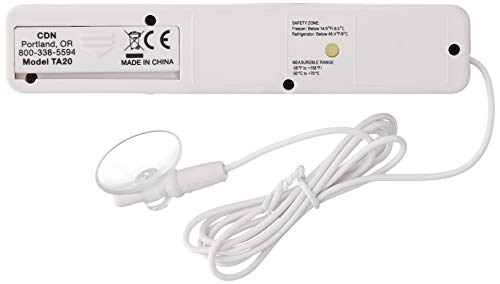 CDN TA20 Audio Visual Refrigerator Freezer Alarm White, 8"