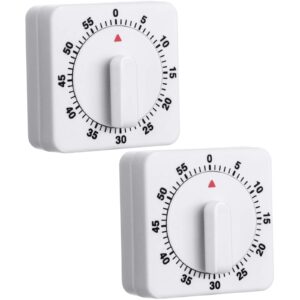 2 pieces 60 minute kitchen timer 1 hour visual kitchen clock timer mini countdown timer loud voice, mechanical timer for kitchen, homework, exercise