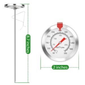 Instant Read Meat Thermometer Deep Fry Thermometer Oven Thermometer with Dial Thermometer（10-290℃/50-550℉） for Turkey BBQ Grill Oil by AikTryee