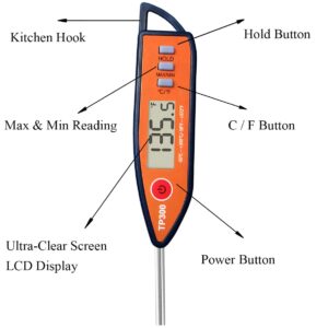 Meat Food Thermometer, Digital Milk Thermometer, Candy Candle Thermometer, Cooking Kitchen BBQ Grill Thermometer, Probe Instant Read Thermometer for Liquids Deep Fry Roast Baking Temperature