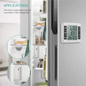 ORIA Refrigerator Thermometer, Wireless Digital Freezer Thermometer with 2 Wireless Sensors, Wireless Indoor Outdoor Thermometer, Audible Alarm, Min and Max Display, LCD Display for Home, Restaurants