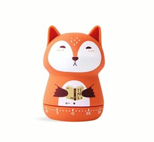 red dollar mechanical kitchen timer, 60-minute wind up dial rotating countdown egg reminder no batteries loud ring cute time management for cooking valentine's day spring gift (light orange)