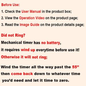 Red Dollar Mechanical Kitchen Timer, 60-Minute Wind Up Dial Rotating Countdown Egg Reminder No Batteries Loud Ring Cute Time Management for Cooking Valentine's Day Spring Gift (Light Orange)