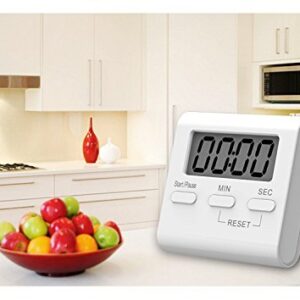 SATINWOOD Kitchen Timer, 2 Pack Digital Kitchen Timers Magnetic Countdown Timer with Loud Alarm, Big Digits, Back Stand for Cooking, Classroom, Teachers - AAA Battery Included,White