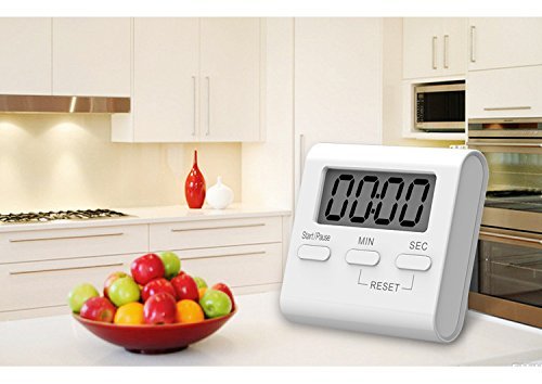 SATINWOOD Kitchen Timer, 2 Pack Digital Kitchen Timers Magnetic Countdown Timer with Loud Alarm, Big Digits, Back Stand for Cooking, Classroom, Teachers - AAA Battery Included,White