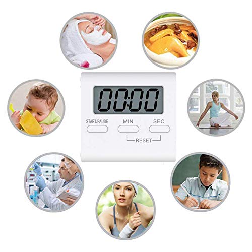 SATINWOOD Kitchen Timer, 2 Pack Digital Kitchen Timers Magnetic Countdown Timer with Loud Alarm, Big Digits, Back Stand for Cooking, Classroom, Teachers - AAA Battery Included,White