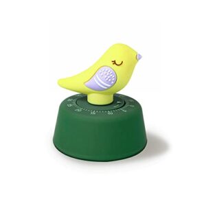 nuoswek cute bird timer for kids, mechanical kitchen timer, wind up 60 minutes manual countdown timer for classroom, home, study and cooking (yellow bird)