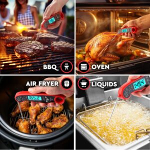 Grill Tech Instant Read Meat Thermometer for Grill and Cooking. Superior Waterproof Lightning Fast Digital Thermometer with Backlight & Calibration. Digital Food Probe for Kitchen and BBQ!