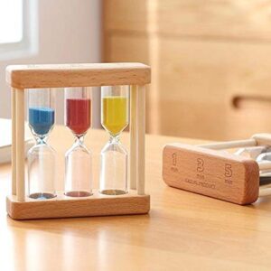 GQZ Wooden Sand Hourglass Timer Wood Frame Hourglass Sandglass Sand Clock Timer 1+3+5 Minute Mini Sand Timer Decoration Small Gift for Games Classroom Home Office Decoration (Colored)