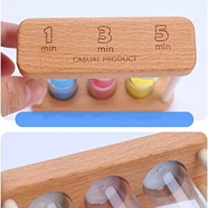 GQZ Wooden Sand Hourglass Timer Wood Frame Hourglass Sandglass Sand Clock Timer 1+3+5 Minute Mini Sand Timer Decoration Small Gift for Games Classroom Home Office Decoration (Colored)