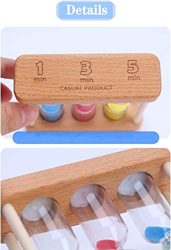 GQZ Wooden Sand Hourglass Timer Wood Frame Hourglass Sandglass Sand Clock Timer 1+3+5 Minute Mini Sand Timer Decoration Small Gift for Games Classroom Home Office Decoration (Colored)