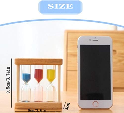 GQZ Wooden Sand Hourglass Timer Wood Frame Hourglass Sandglass Sand Clock Timer 1+3+5 Minute Mini Sand Timer Decoration Small Gift for Games Classroom Home Office Decoration (Colored)