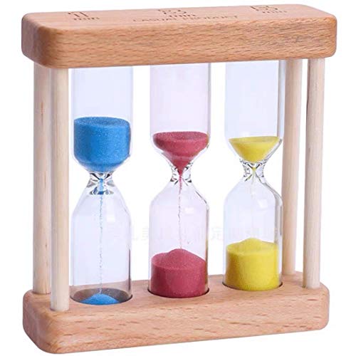 GQZ Wooden Sand Hourglass Timer Wood Frame Hourglass Sandglass Sand Clock Timer 1+3+5 Minute Mini Sand Timer Decoration Small Gift for Games Classroom Home Office Decoration (Colored)