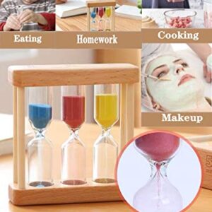 GQZ Wooden Sand Hourglass Timer Wood Frame Hourglass Sandglass Sand Clock Timer 1+3+5 Minute Mini Sand Timer Decoration Small Gift for Games Classroom Home Office Decoration (Colored)