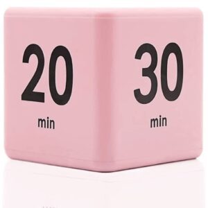 cube timer,time management cube,gravity sensor flip timer 15-20-30-60 minutes for study,kitchen cooking,workout,yoga (pink)
