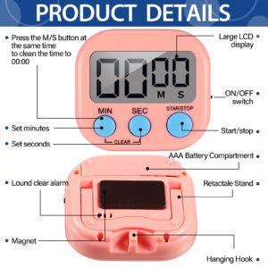 30 Pieces Small Digital Kitchen Timers Magnetic Countdown Timer Loud Alarm Big Digits Classroom Stopwatch Clock Timer for Cooking Baking Sports Games Office (not Including Battery)