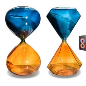 hourglass sand timer hour glasses with sand 30 minutes & 15 minute hourglass blue timer sand clock set of 2, orange hour glasses decorative sand watch for yoga,study timer,game,desk,office,kitchen