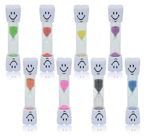 yuronam 2 minute sand timer set, 8 pack colorful smiley hourglass timers for kids proper tooth brushing