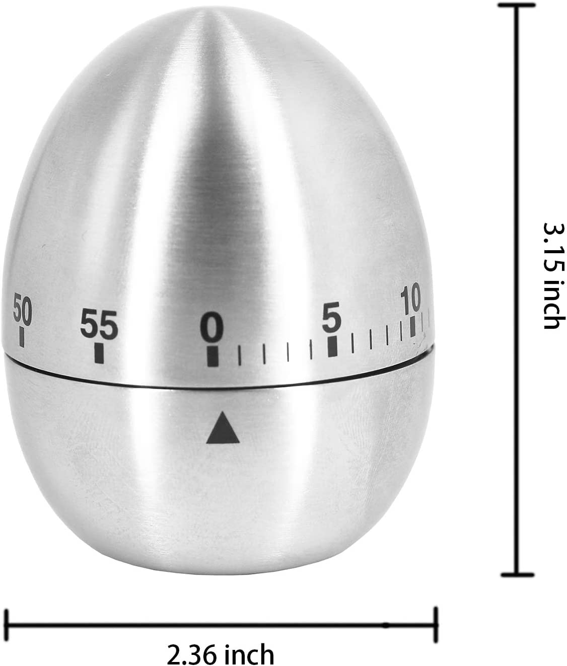 Egg Kitchen Timer Stainless Steel Metal Mechanical Cooking Timer 60 Minute Silver for Kids Cooking Tools