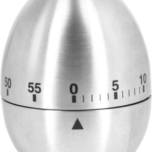 Egg Kitchen Timer Stainless Steel Metal Mechanical Cooking Timer 60 Minute Silver for Kids Cooking Tools