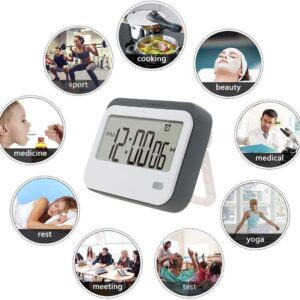 Digital Kitchen Timer, Alarm Clock,Stopwatch,Large Digits,Loud Alarm, Mute Blinking Light and Magnetic Stand .Kitchen Timer, Classroom Timer... (Gray)