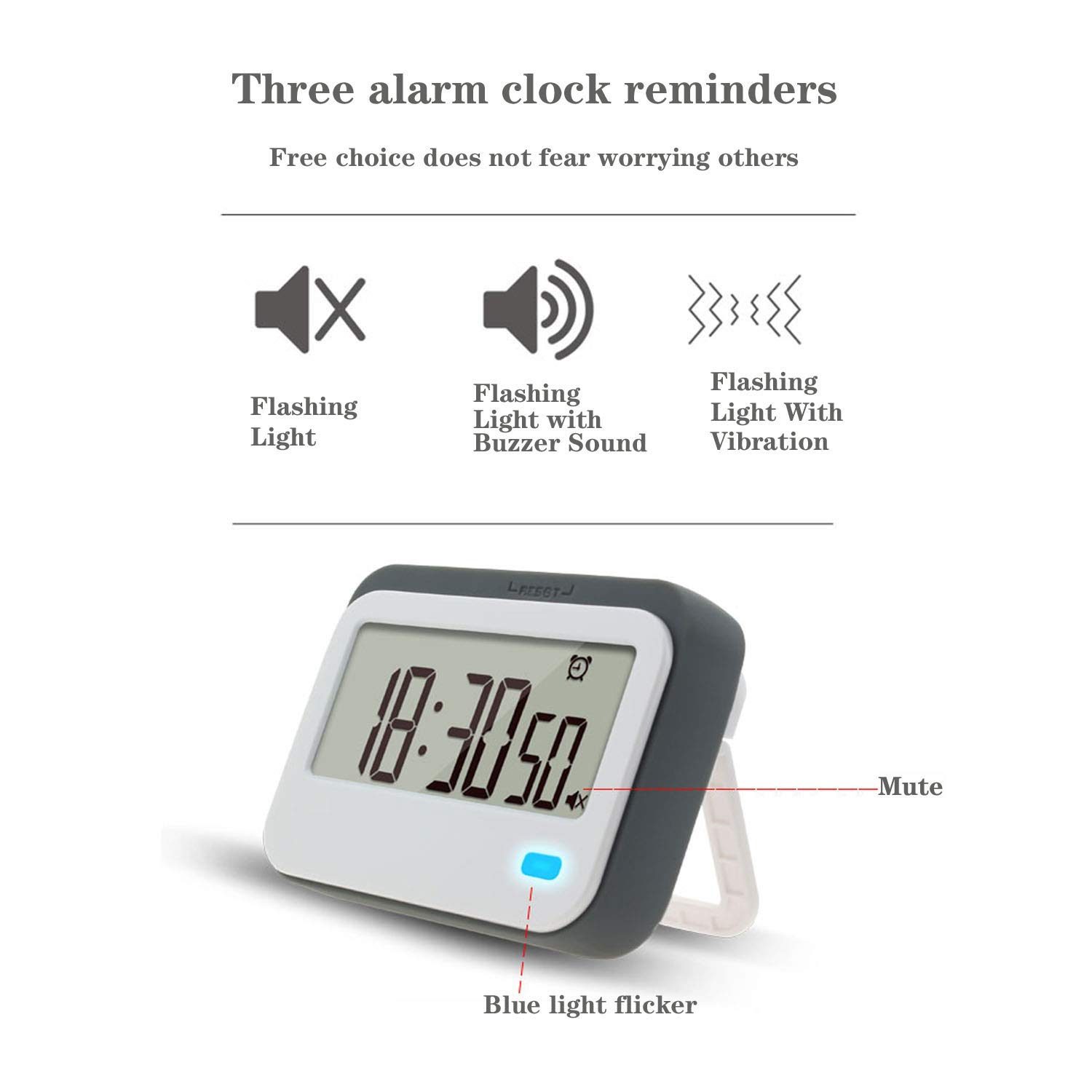 Digital Kitchen Timer, Alarm Clock,Stopwatch,Large Digits,Loud Alarm, Mute Blinking Light and Magnetic Stand .Kitchen Timer, Classroom Timer... (Gray)