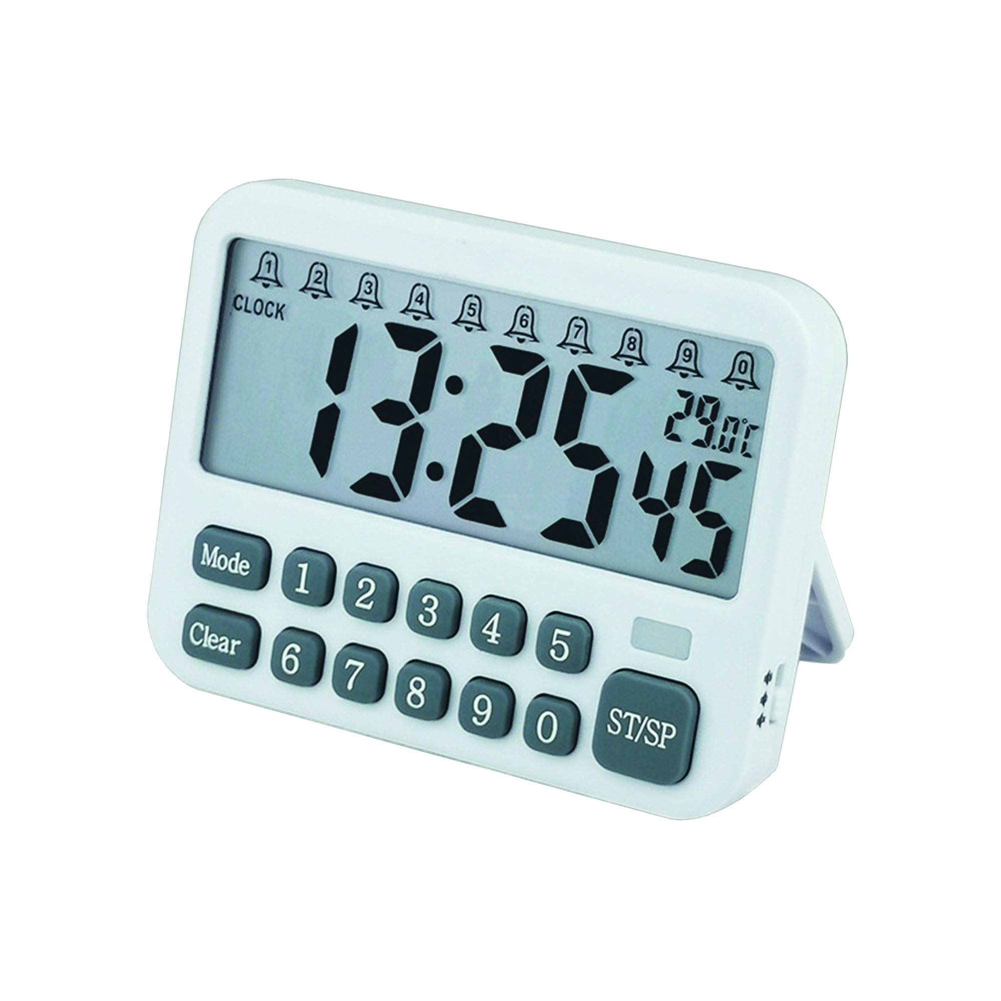 Multi-Functional Digital Alarm Clock with 10 Alarm Settings, Countdown & Count up Kitchen Timer with Magnetic, Temperature Display, Reminder, 2 AAA Batteries Operated (Not Included)