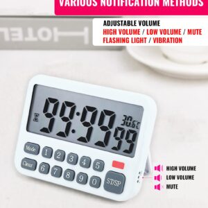 Multi-Functional Digital Alarm Clock with 10 Alarm Settings, Countdown & Count up Kitchen Timer with Magnetic, Temperature Display, Reminder, 2 AAA Batteries Operated (Not Included)