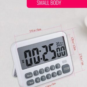 Multi-Functional Digital Alarm Clock with 10 Alarm Settings, Countdown & Count up Kitchen Timer with Magnetic, Temperature Display, Reminder, 2 AAA Batteries Operated (Not Included)