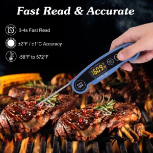 LED Rechargeable Meat Thermometer - AIMILAR New Released Instant Read Digital Food Thermometer Kitchen with Magnet for Cooking Grilling and Smoking Oven Cooking (Blue)