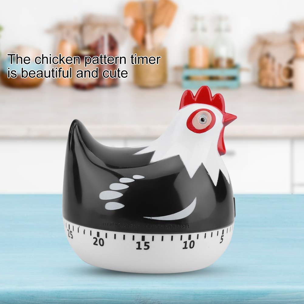 Chicken Pattern Timer, Chicken Pattern Countdown Kitchen Timer Reminder for Cooking Baking(Black)