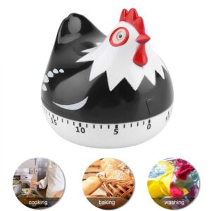 Chicken Pattern Timer, Chicken Pattern Countdown Kitchen Timer Reminder for Cooking Baking(Black)