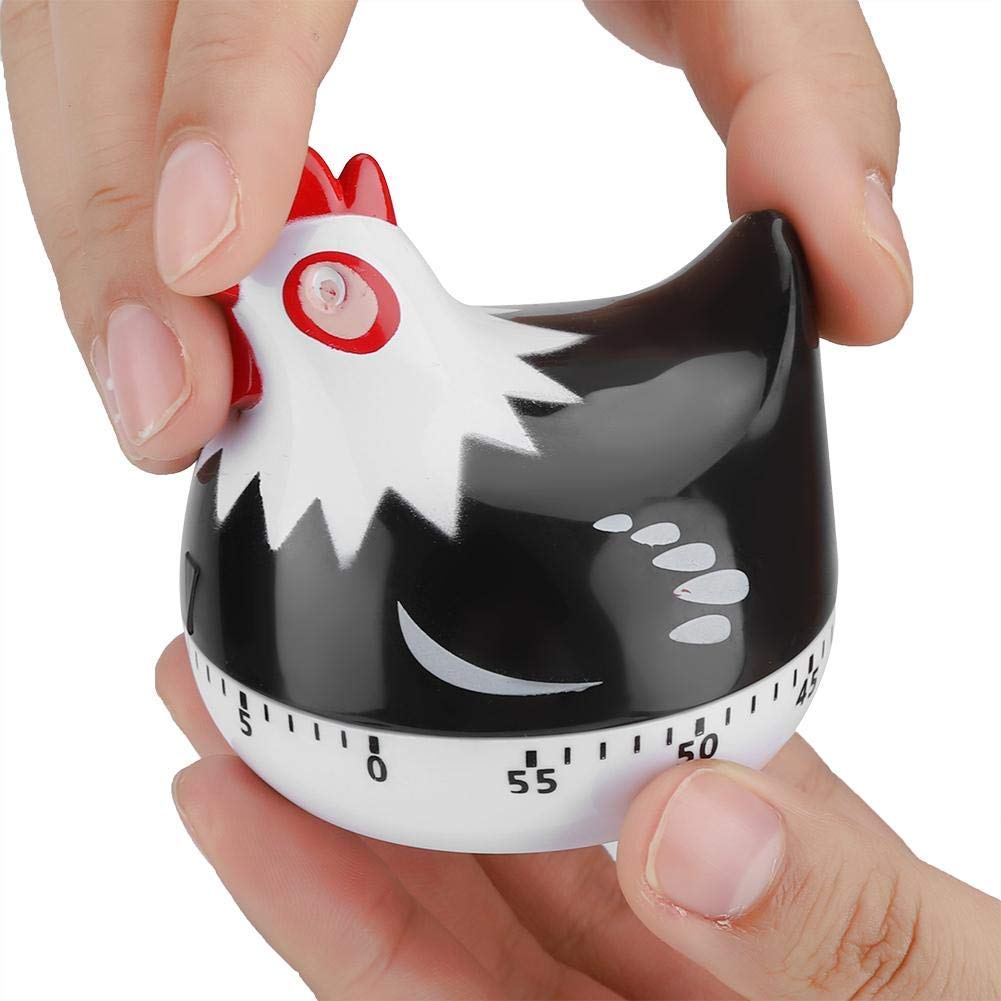 Chicken Pattern Timer, Chicken Pattern Countdown Kitchen Timer Reminder for Cooking Baking(Black)