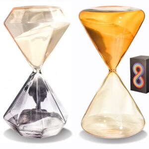 Hourglass Sand Timer Hour Glasses with Sand 15 Minutes & 30 Minute Hourglass Sand Clock Set of 2,Orange Hour Glasses Decorative Sand Watch for Yoga,Study Timer, Large Desk Timer Game,Office,Kitchen