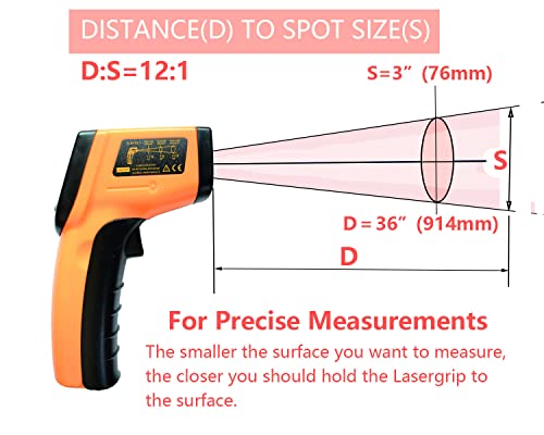 Infrared Thermometer Temperature Gun, Digital Thermometer Non-Contact Laser Infrared Ir Thermometer Gun(Not for Human) -58℉～752℉(-50℃～400℃) - Cooking Gun, Freezer Oven Thermometer