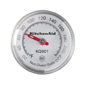 KitchenAid KQ901 Instant Read Food Thermometer for Kitchen or Grill, TEMPERATURE RANGE: 20F to 220F, 1 inch dial, Black