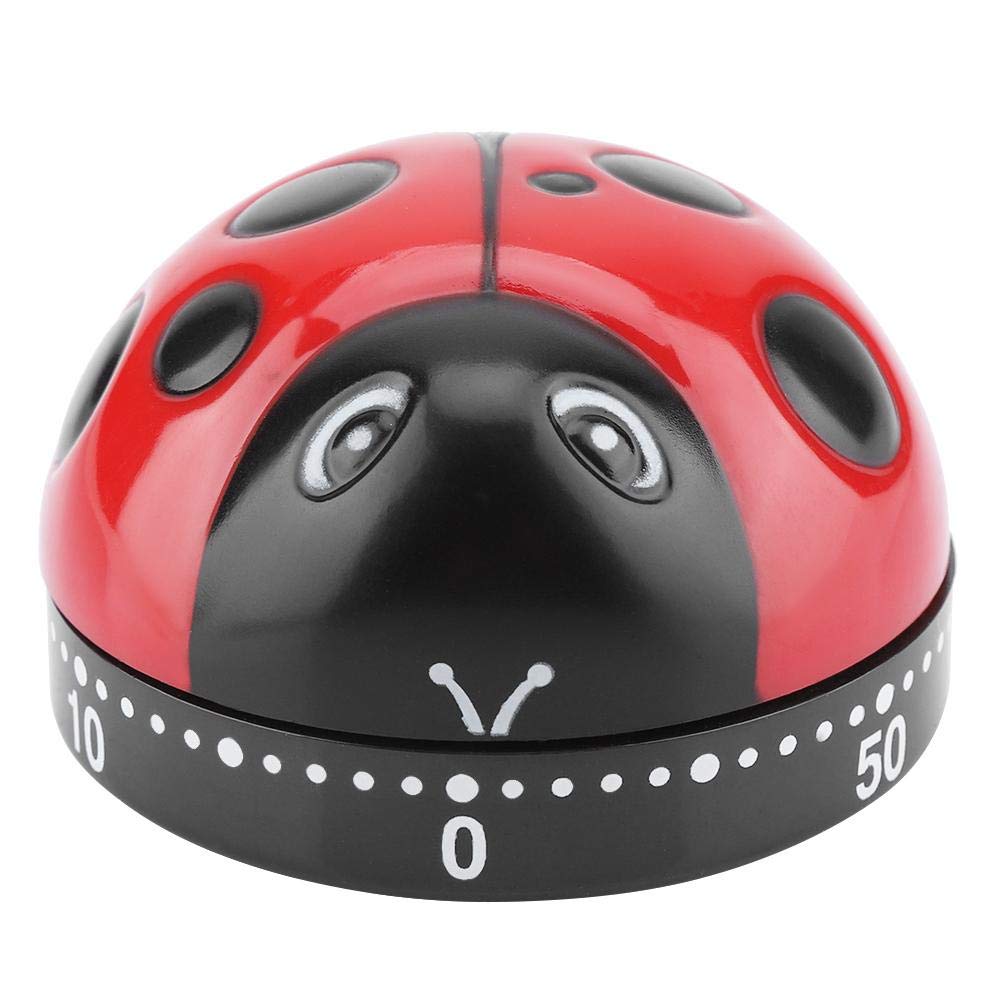 Fdit Cute Ladybug Shape Kitchen Timer 60 Minutes Timer with Loud Ring Mechanical Wind-Up Timer Kitchen Cooking Utensils