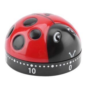 Fdit Cute Ladybug Shape Kitchen Timer 60 Minutes Timer with Loud Ring Mechanical Wind-Up Timer Kitchen Cooking Utensils