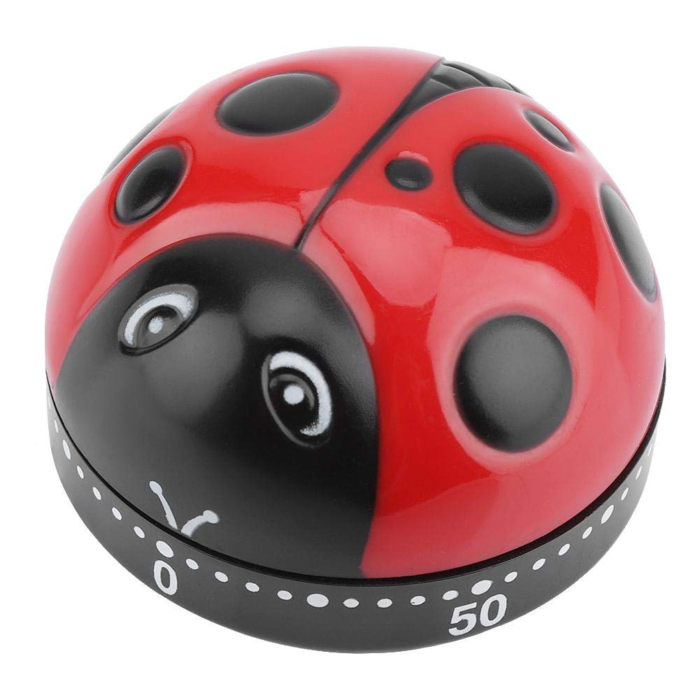 Fdit Cute Ladybug Shape Kitchen Timer 60 Minutes Timer with Loud Ring Mechanical Wind-Up Timer Kitchen Cooking Utensils