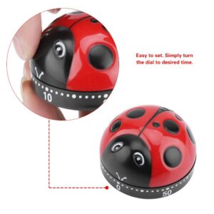 Fdit Cute Ladybug Shape Kitchen Timer 60 Minutes Timer with Loud Ring Mechanical Wind-Up Timer Kitchen Cooking Utensils