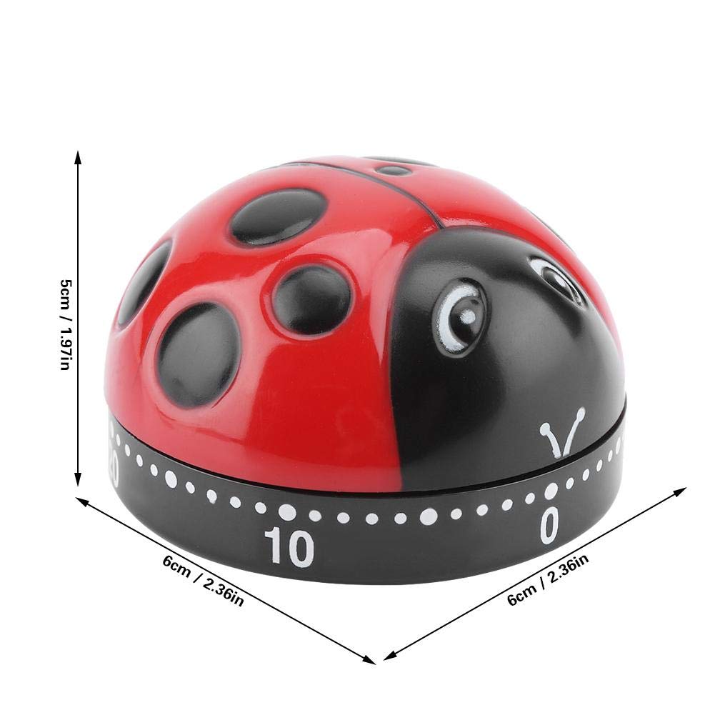 Fdit Cute Ladybug Shape Kitchen Timer 60 Minutes Timer with Loud Ring Mechanical Wind-Up Timer Kitchen Cooking Utensils