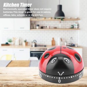 Fdit Cute Ladybug Shape Kitchen Timer 60 Minutes Timer with Loud Ring Mechanical Wind-Up Timer Kitchen Cooking Utensils